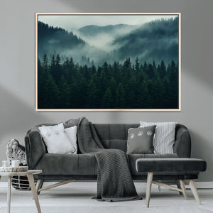 Captivating Misty Forest Wall Art Premium Canvas Print,
