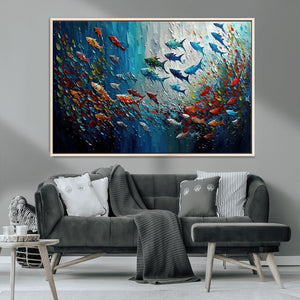Modern Abstract Fish Shoal Wall Art Canvas Print, Colorful