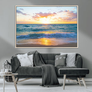 Golden Sunset Over Ocean Waves - Serene Coastal Triptych