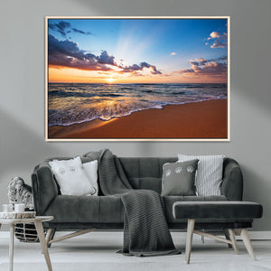 Golden Hour Beach Sunset Wall Art | Canvas Print | Ready to