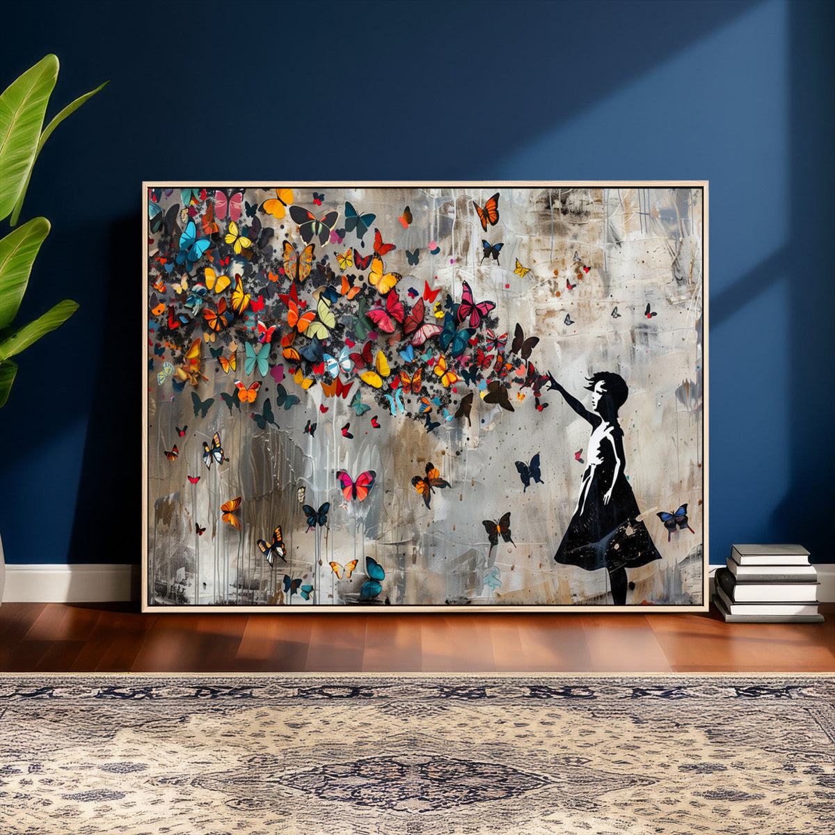 Banksy Wall Art - Banksy Girl and Butterfly Explosion Wall