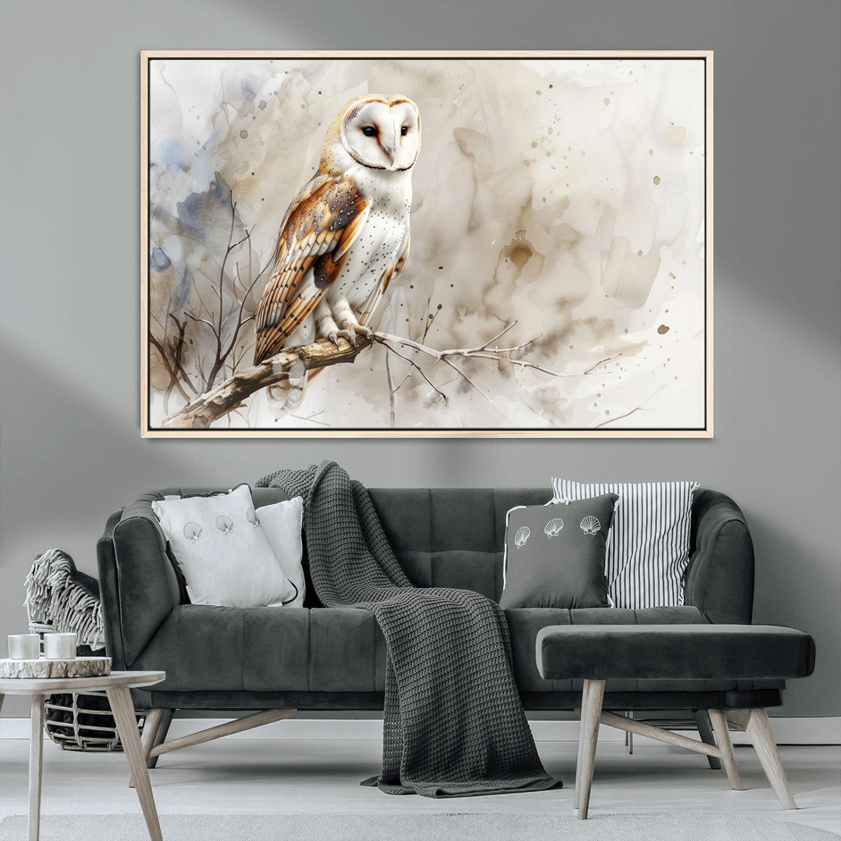 Barn Owl Wall Art | Watercolor Canvas Print | Perfect for