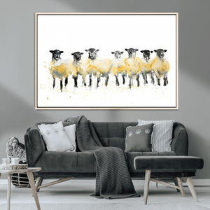 Farmhouse Wall Art Sheep Print | Ready to Hang Framed Canvas