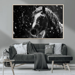 Winter Horse Wall Art | Black and White Horse Print | Ready