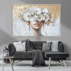Golden Petal Wall Art - Canvas Print Flower Head Woman