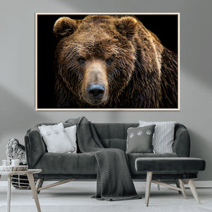 Grizzly Brown Bear Canvas Wall Art, Wildlife Animal Canvas