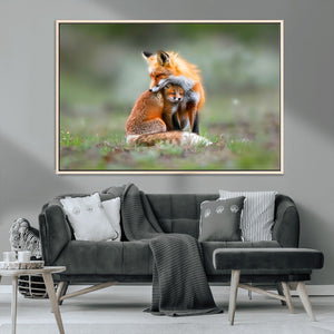 Heartwarming Fox and Baby Cub Wall Art | Ready to Hang
