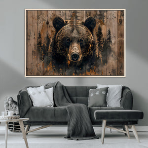 Rustic Grizzly 399 Wall Art | Triptych Canvas Print | Rustic