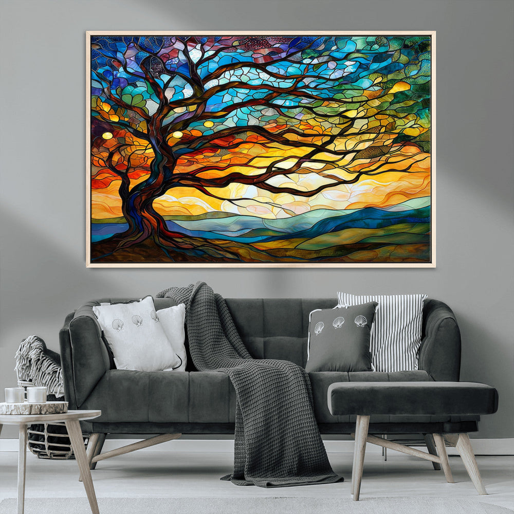 Mosaic Tree Wall Art | Ready to Hang Stained Glass Style