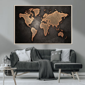 World Map Canvas Print – Framed Travel Map Wall Art for