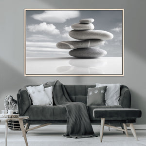Still Life Black and White Zen Stones Wall Art Canvas,