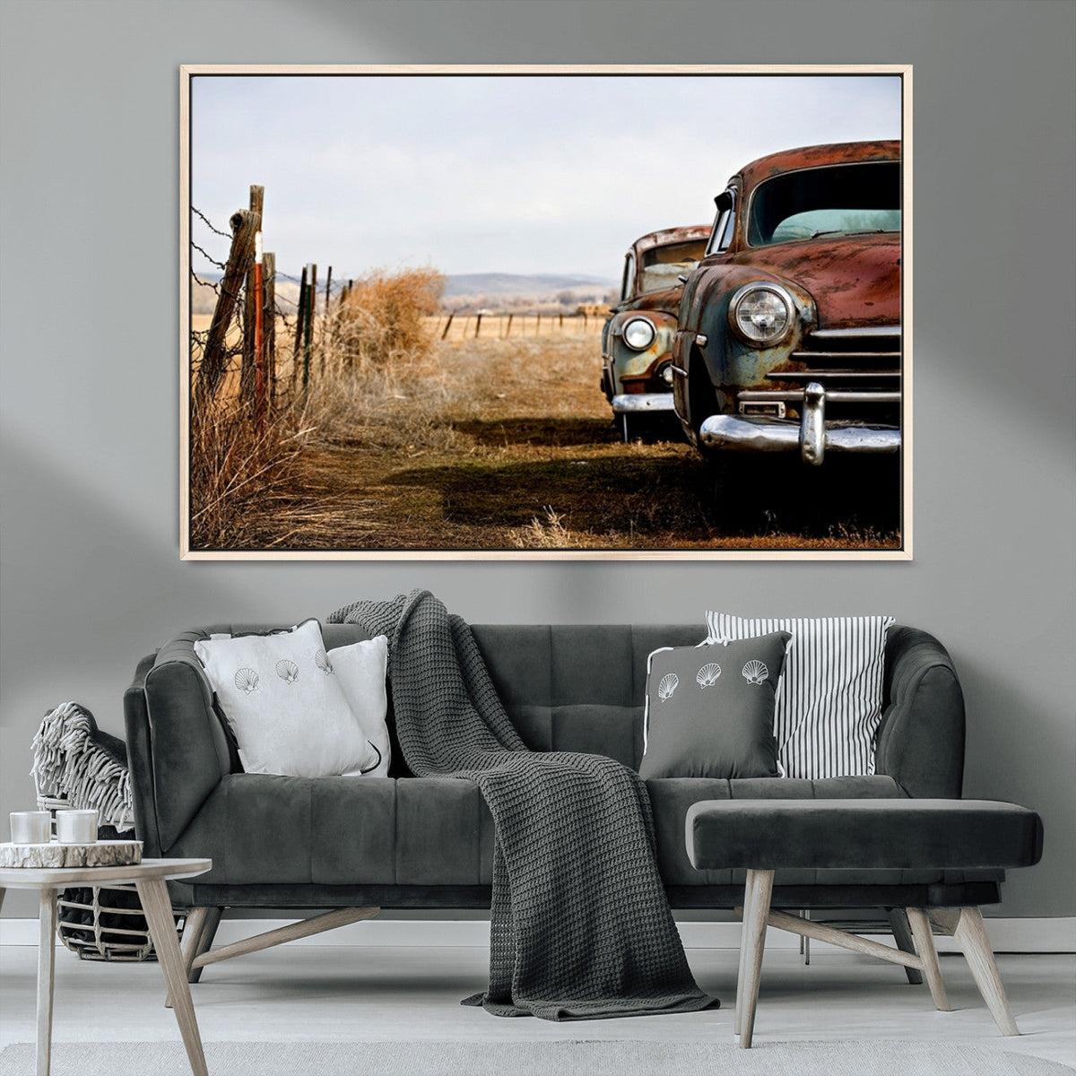Old Rustic Classic Car Wall Art Canvas Print