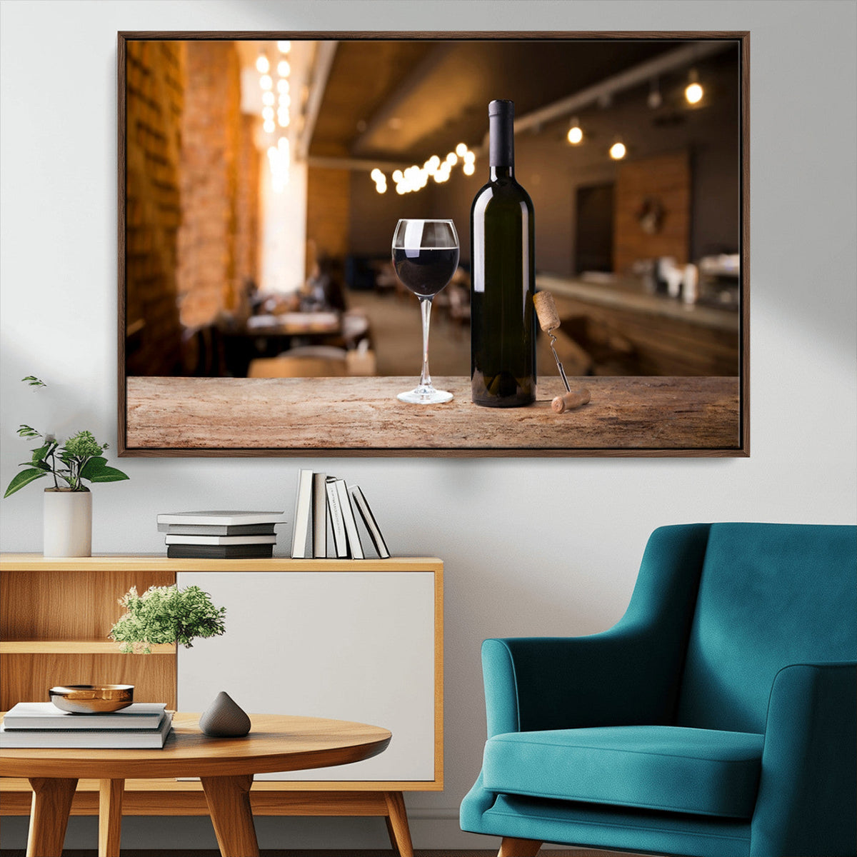 Wine and Bottle Wall Art Canvas Print