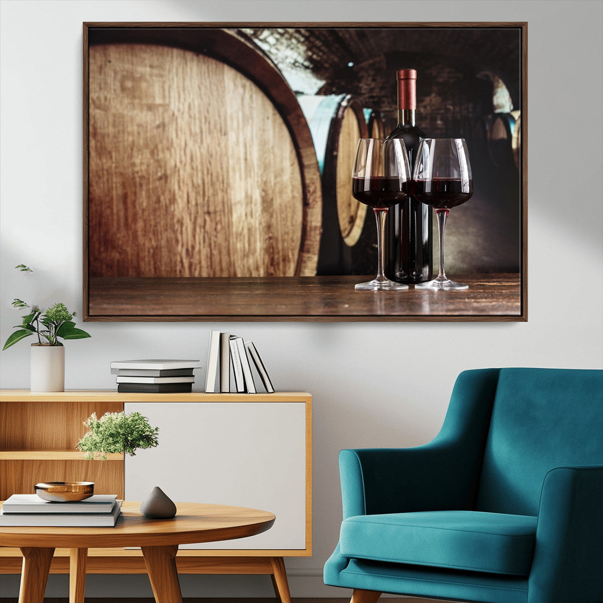Wine and Barrel Wall Art Canvas Print