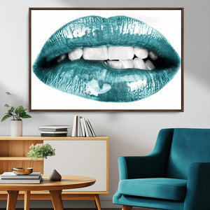 Blue Lips Wall Art Canvas Print