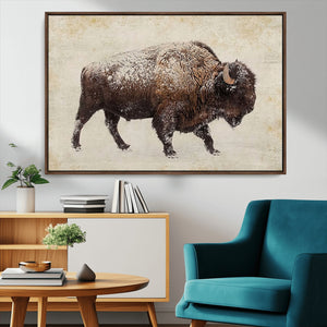 Buffalo Wall Art, Western Bison Canvas Print, Rustic Buffalo