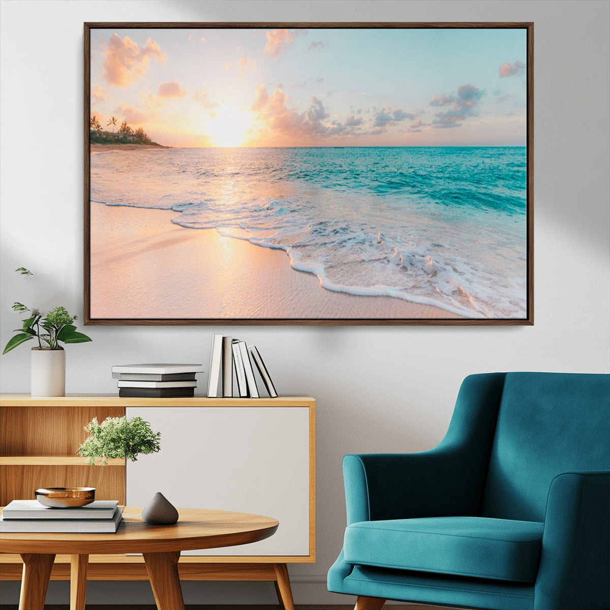 Beach Wall Art - Stunning Ocean Sunset Canvas Print with
