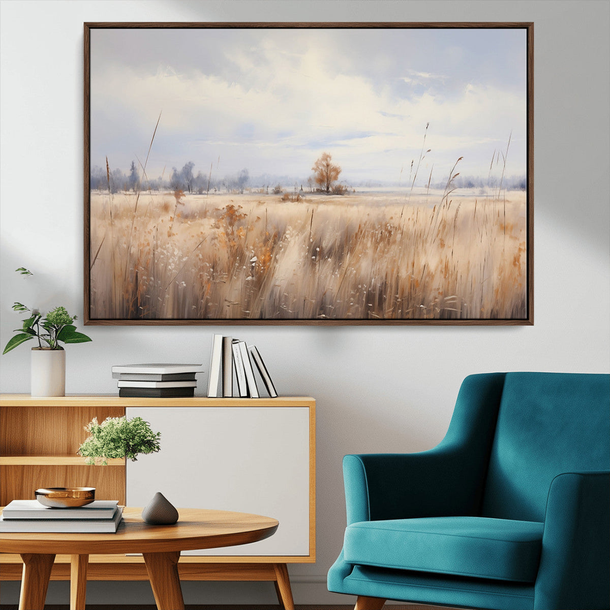 Golden Fields Wall Art Print Canvas – Serene Landscape of