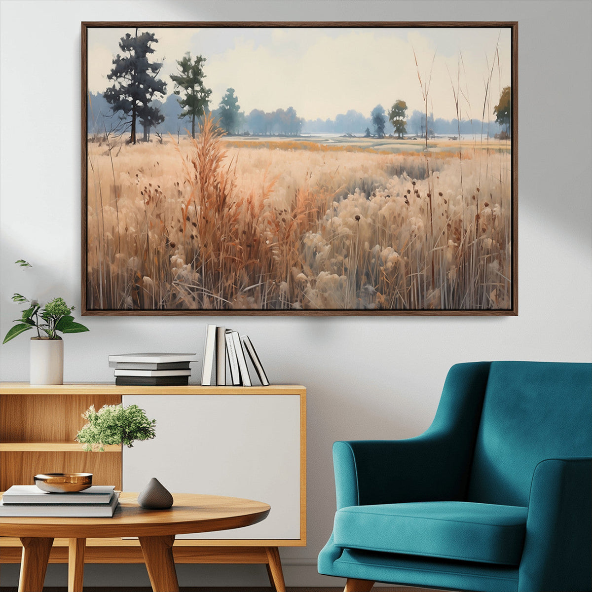 Golden Fields Canvas Wall Art Print – Serene Landscape of