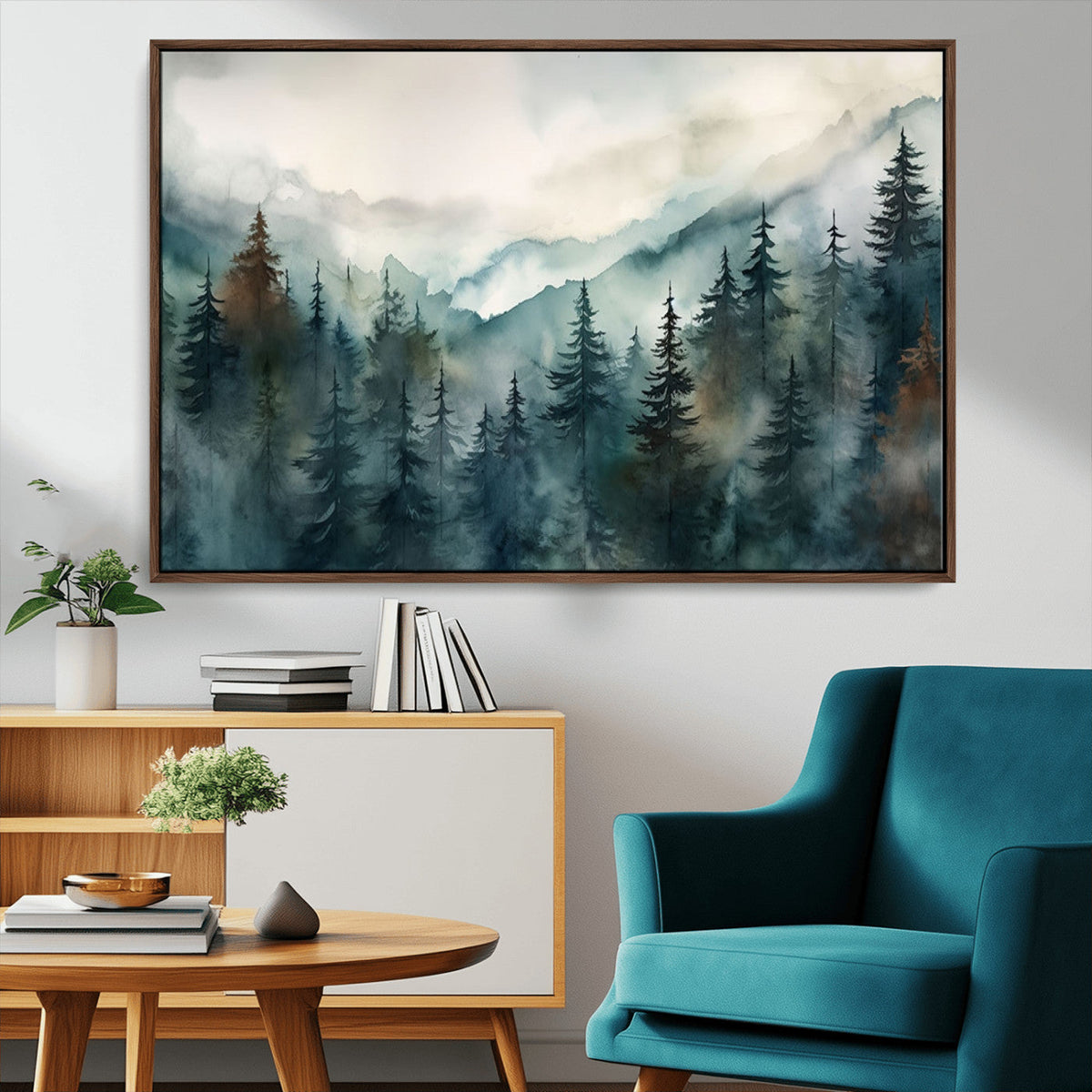Serenity Forest Wall Art Canvas | Foggy Mountain Landscape