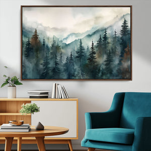 Serenity Forest Wall Art Canvas | Foggy Mountain Landscape