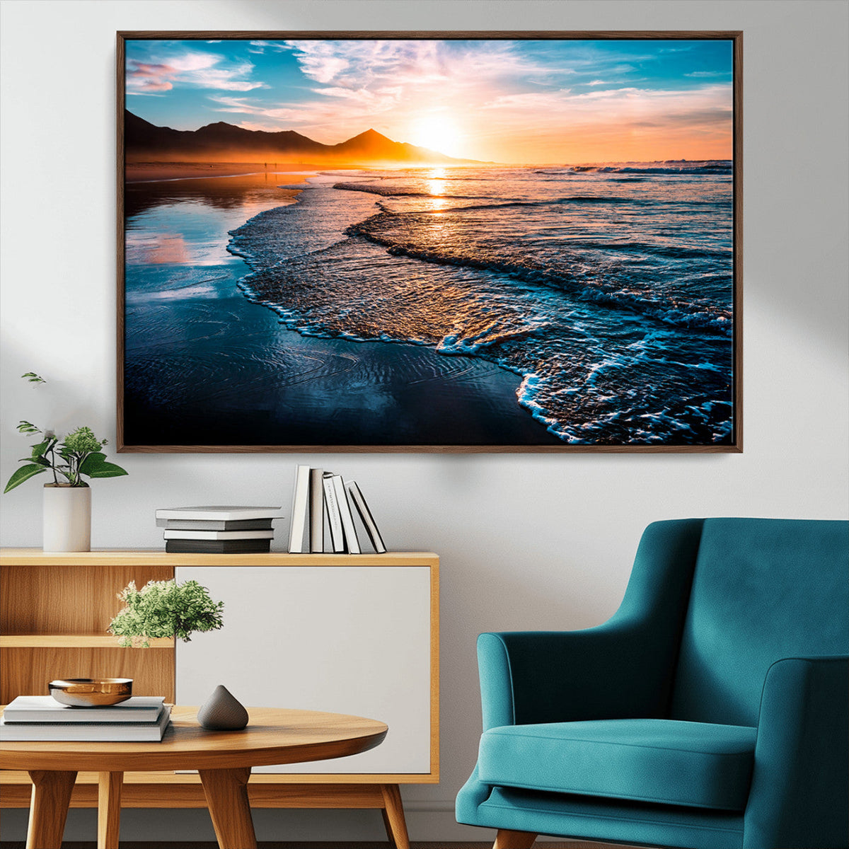 Sunset Beach Ocean Canvas Wall Art – Tranquil Ocean
