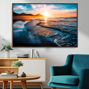 Sunset Beach Ocean Canvas Wall Art – Tranquil Ocean