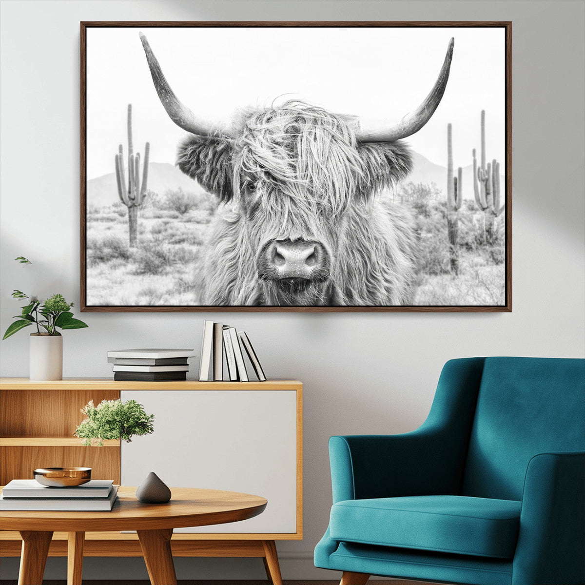 Rustic Charm | Cow Longhorn Black White Bighorn Wall Art