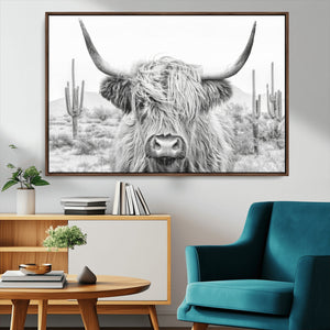 Rustic Charm | Cow Longhorn Black White Bighorn Wall Art