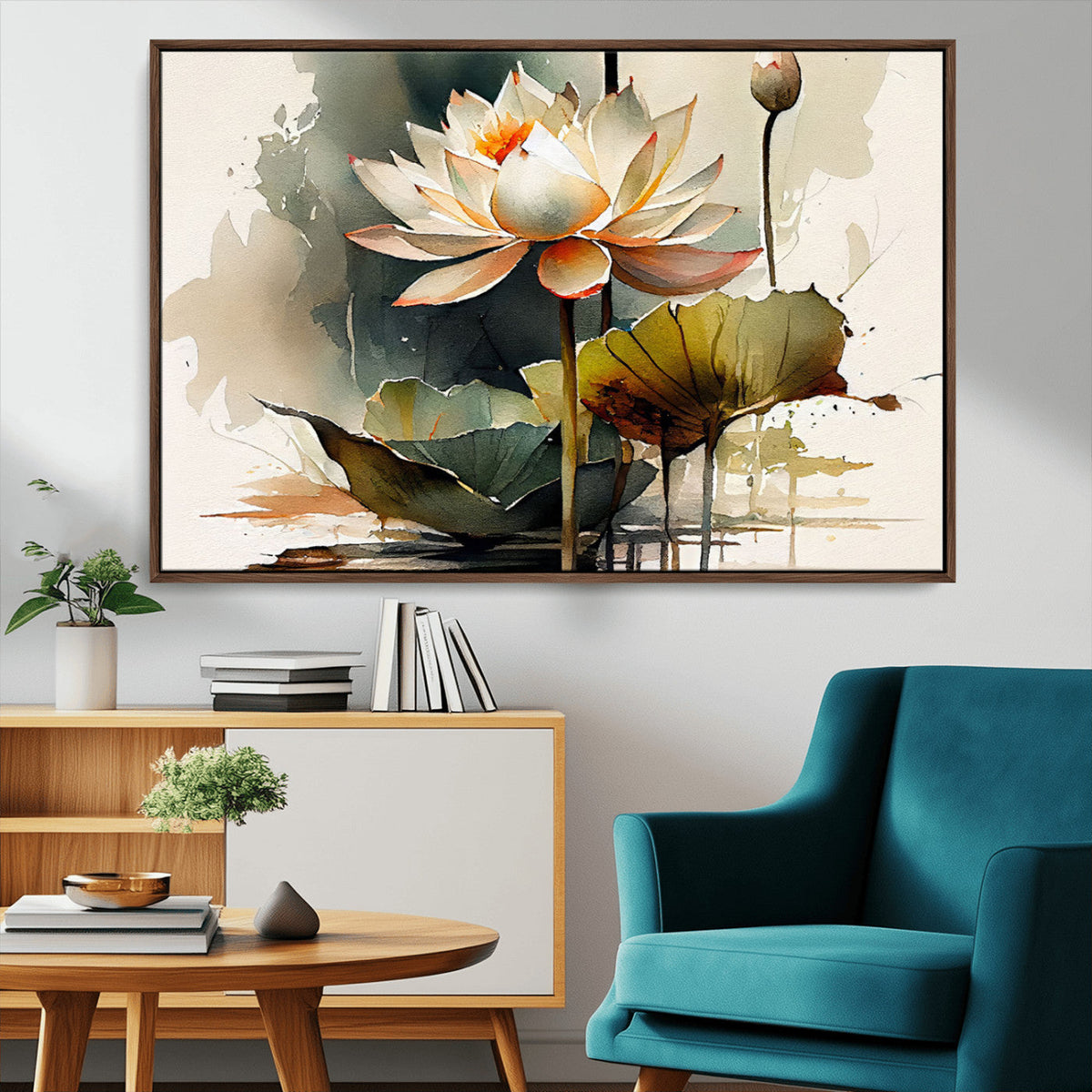 Lotus Flower Watercolor Canvas Print – A Symbol of Serenity