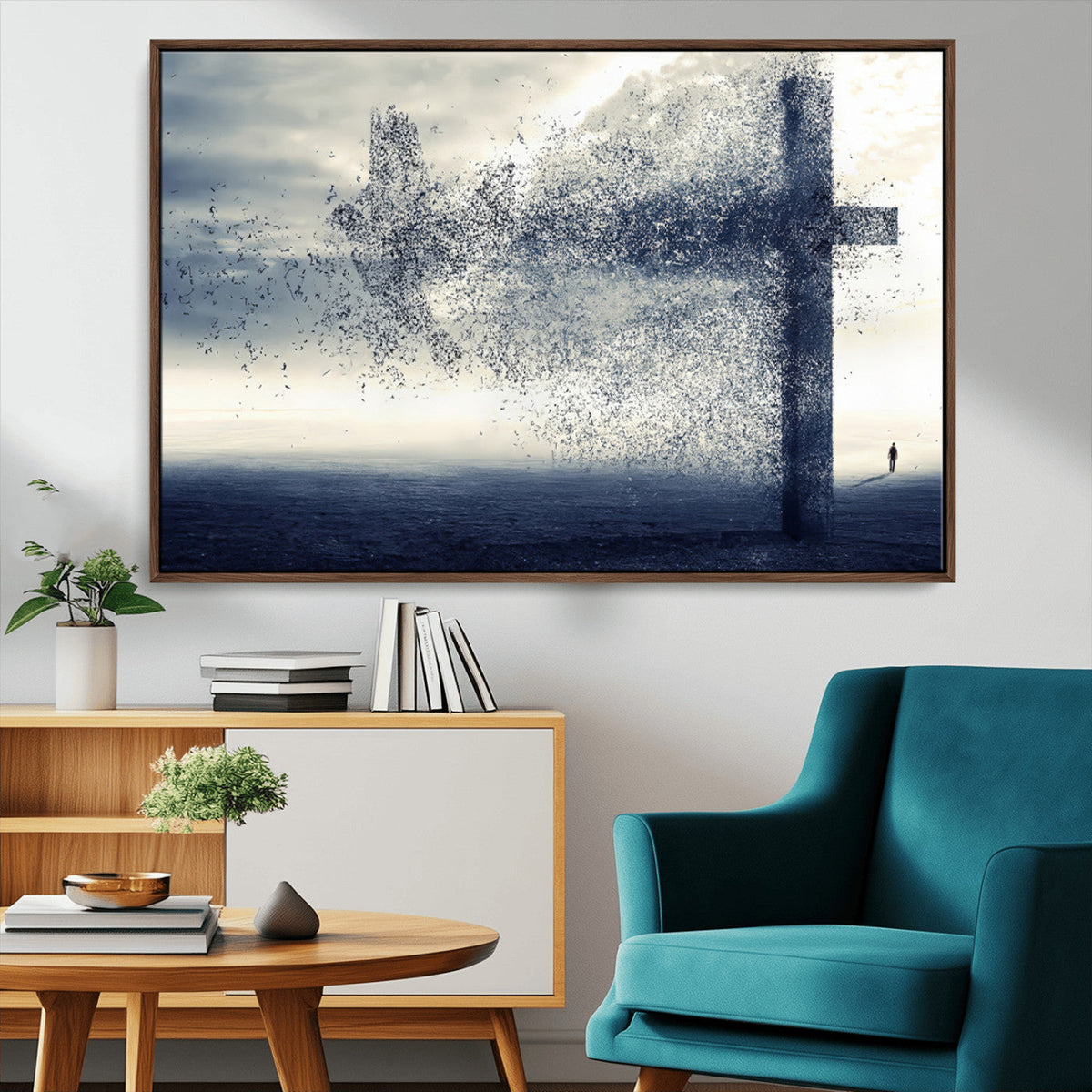 Jesus and the Fading Cross Wall Art Print – Symbol of Faith,