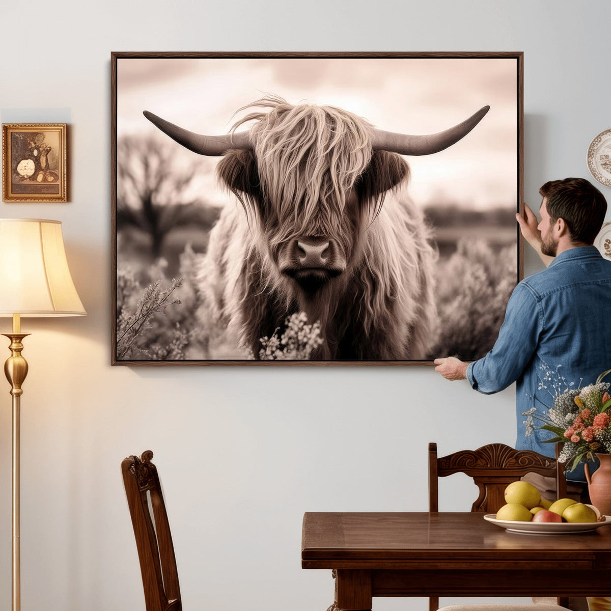 Scottish Cow Longhorn Wall Art Canvas Print