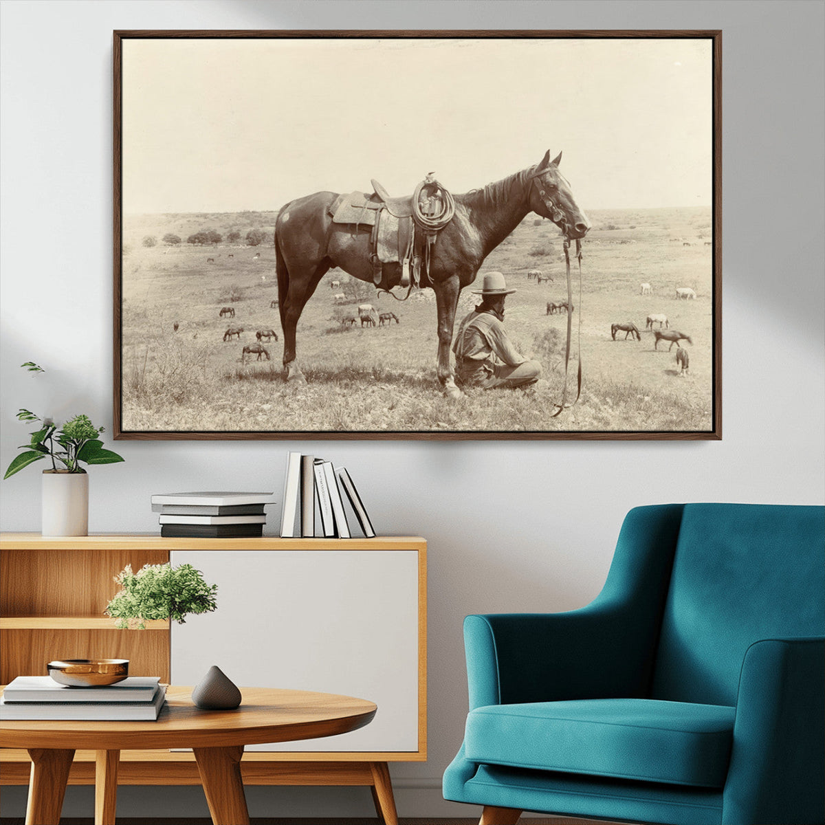 Cowboy Wall Art - Western Horse Canvas Print - Vintage