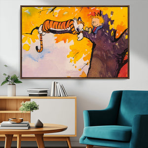 Calvin and Hobbes Tree Scene Canvas Print | 3 Panel Large