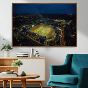 Michigan Stadium Night Game Wall Art – Sports Arena Aerial