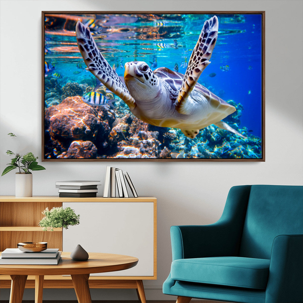 Underwater Sea Turtle Wall Art Canvas Print – Vibrant Ocean