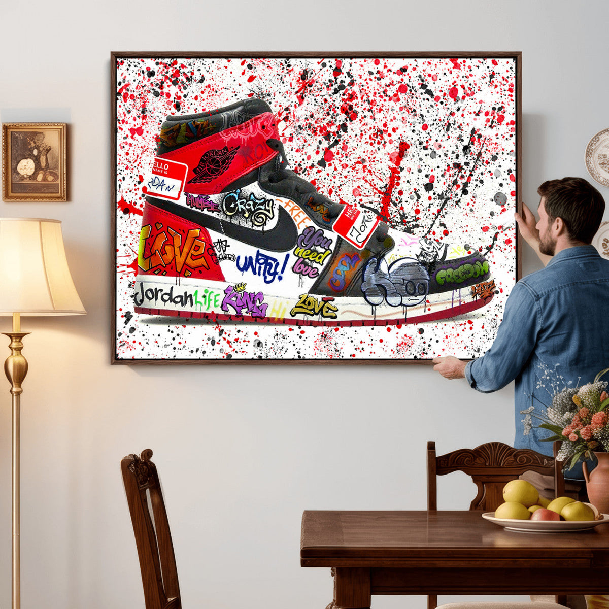 Jordan Shoes Graffiti Wall Art Canvas Print- Jordan Graffiti