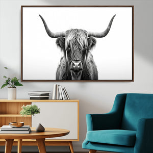 Highland Wall Art Canvas Print – Minimalist Black and White