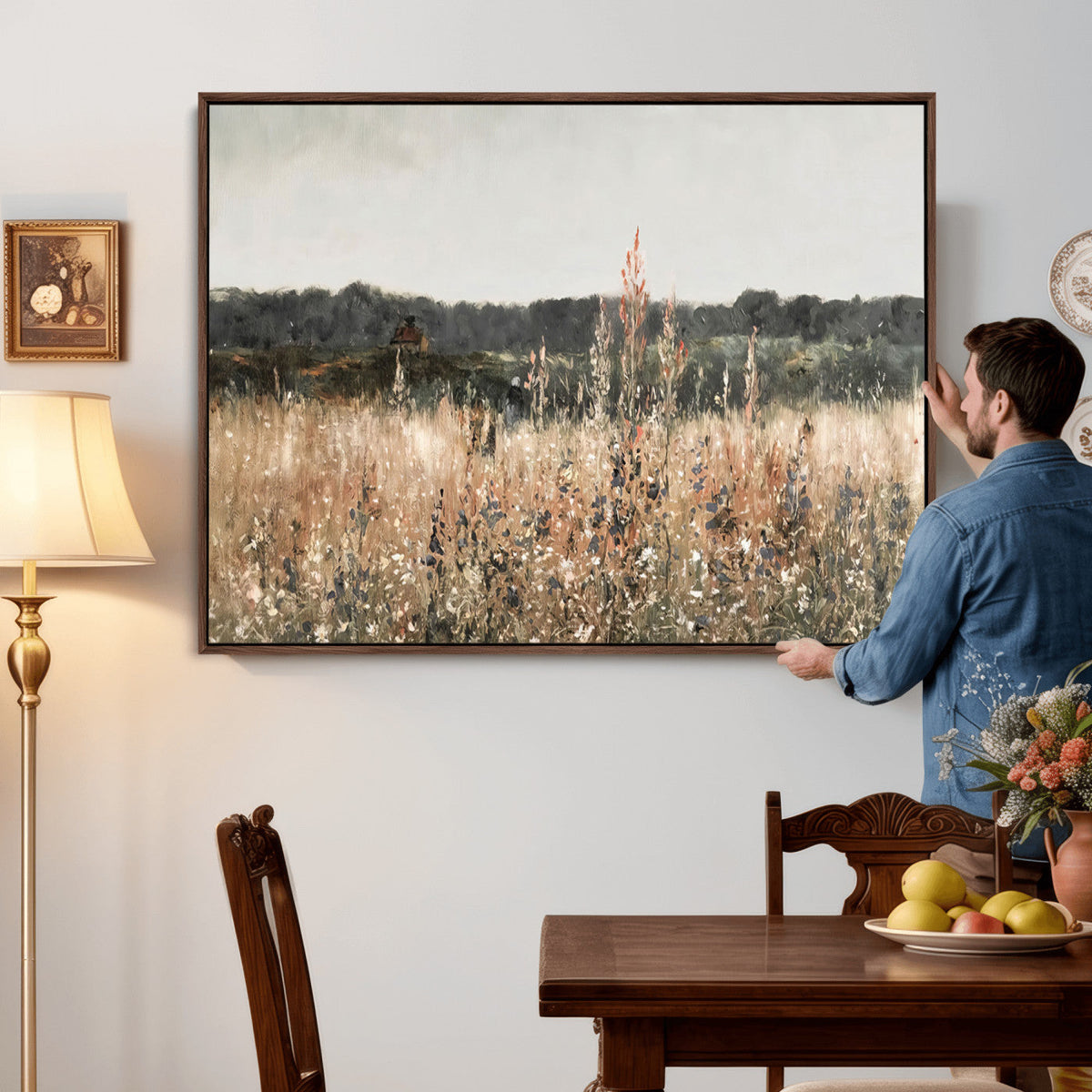 Rustic Field Landscape Wall Art Print, Giclee Canvas Wall