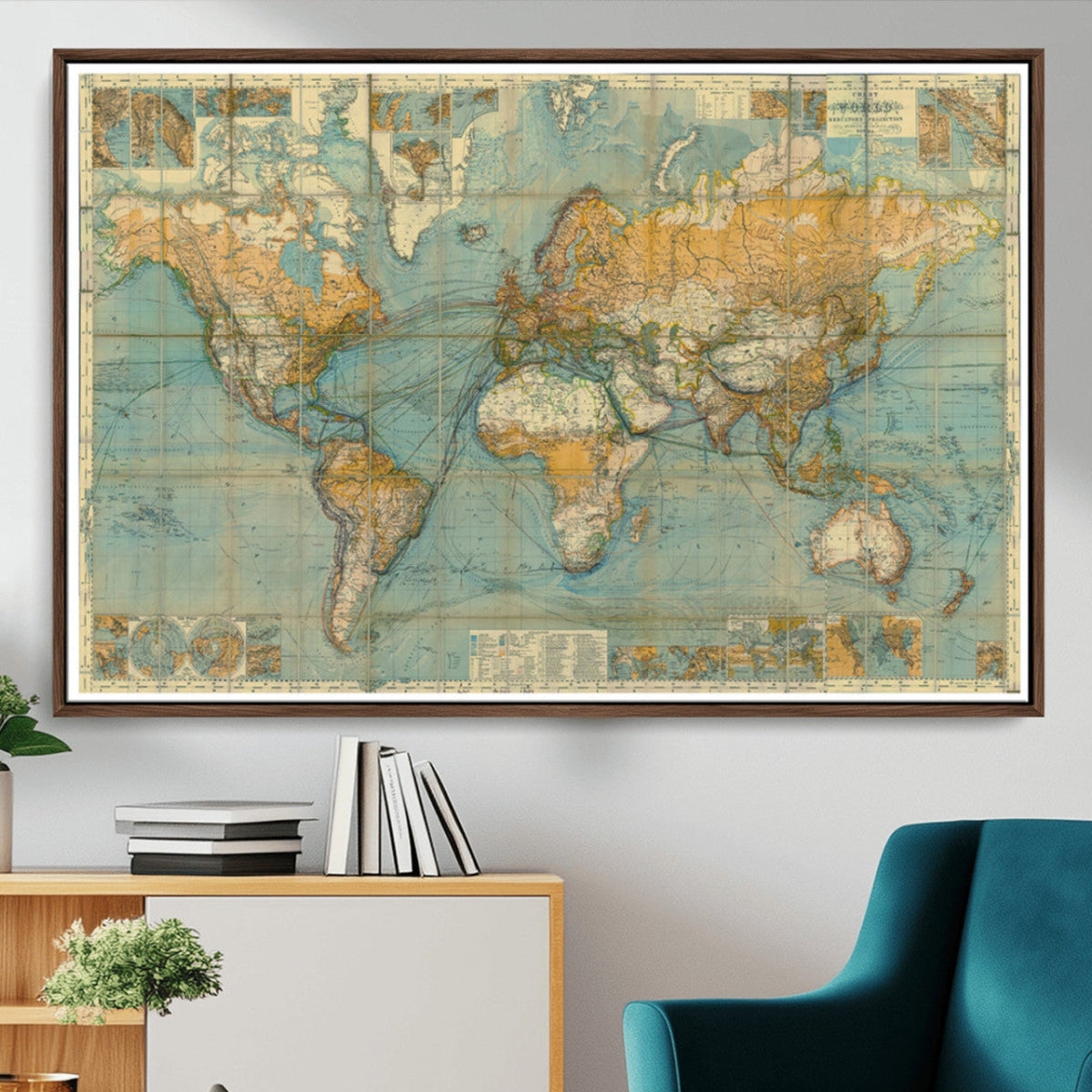 Push Pin World Map Canvas Print – Travel Tracker Wall Art