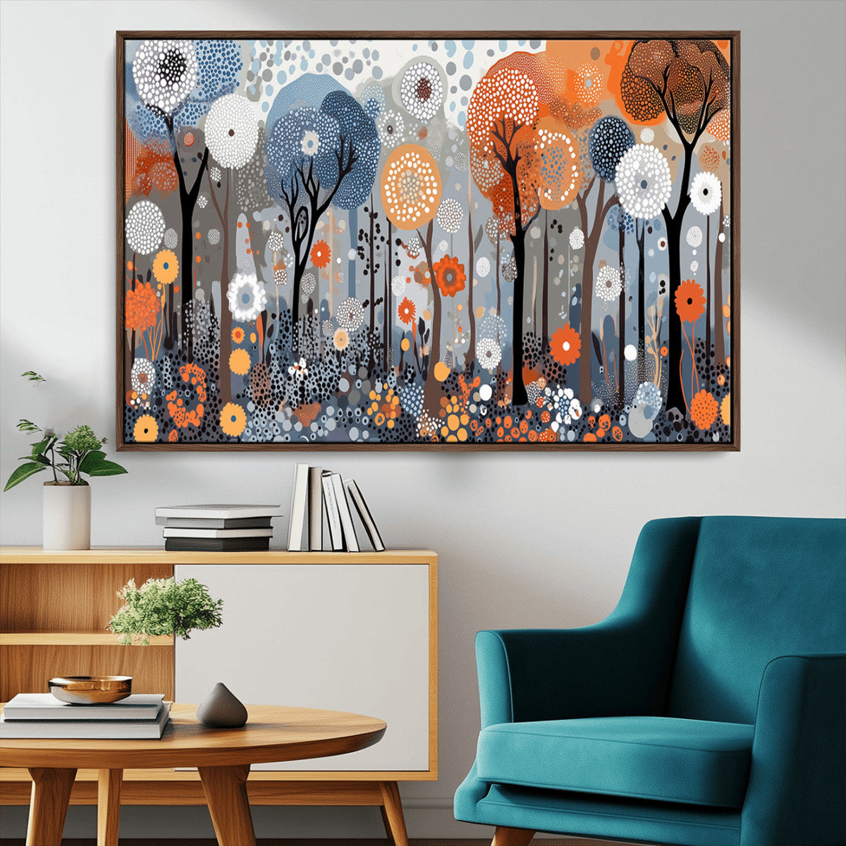 Abstract Winter Landscape Canvas Wall Art Print - Large