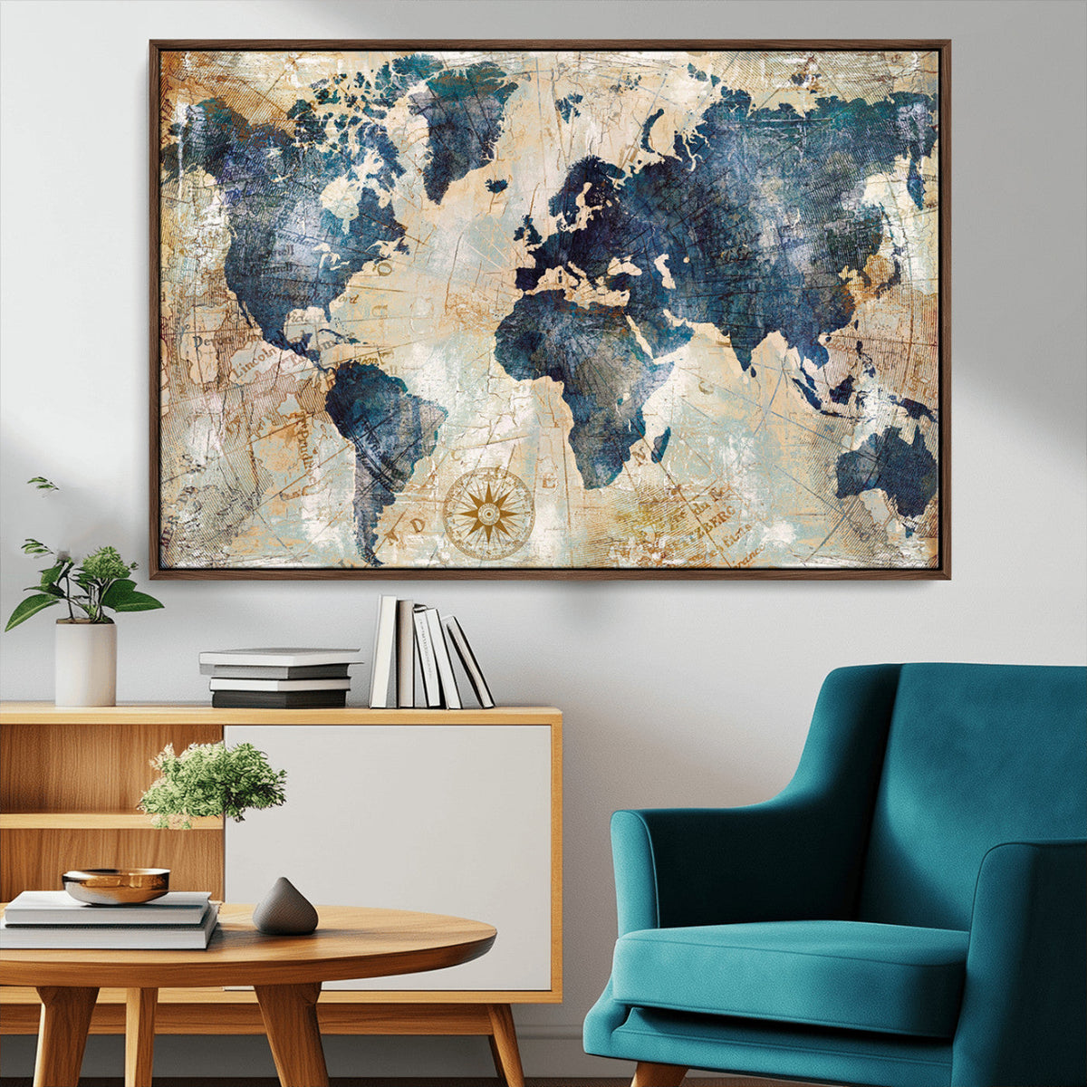 World Map Canvas Print – Framed Wall Art for Couples,