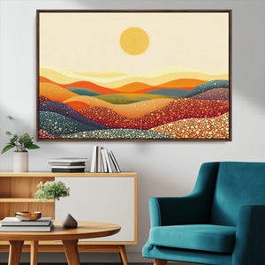 YAYOI KUSAMA Colorful Dot Art Landscape Canvas - Framed