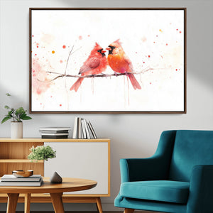 Cardinal Bird Canvas Wall Art - Male and Female Cardinal