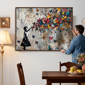 Butterfly Girl Wall Art – Vibrant Street Style Canvas Print,
