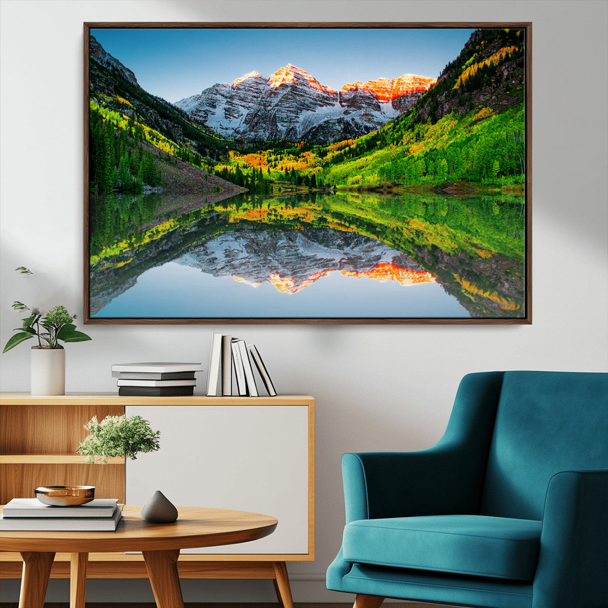 Sunrise Maroon Bells Lake Wall Art Canvas Print – Framed Elk
