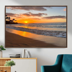 Tropical Beach Wall Art – Framed Sunset Ocean Canvas