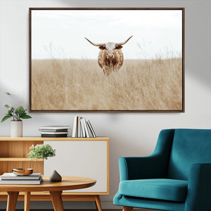 Texas Longhorn Wall Art Canvas Print – Framed Lone Cattle