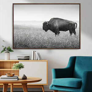 Bison Wall Art Canvas Print – Framed Rustic Wildlife Scene