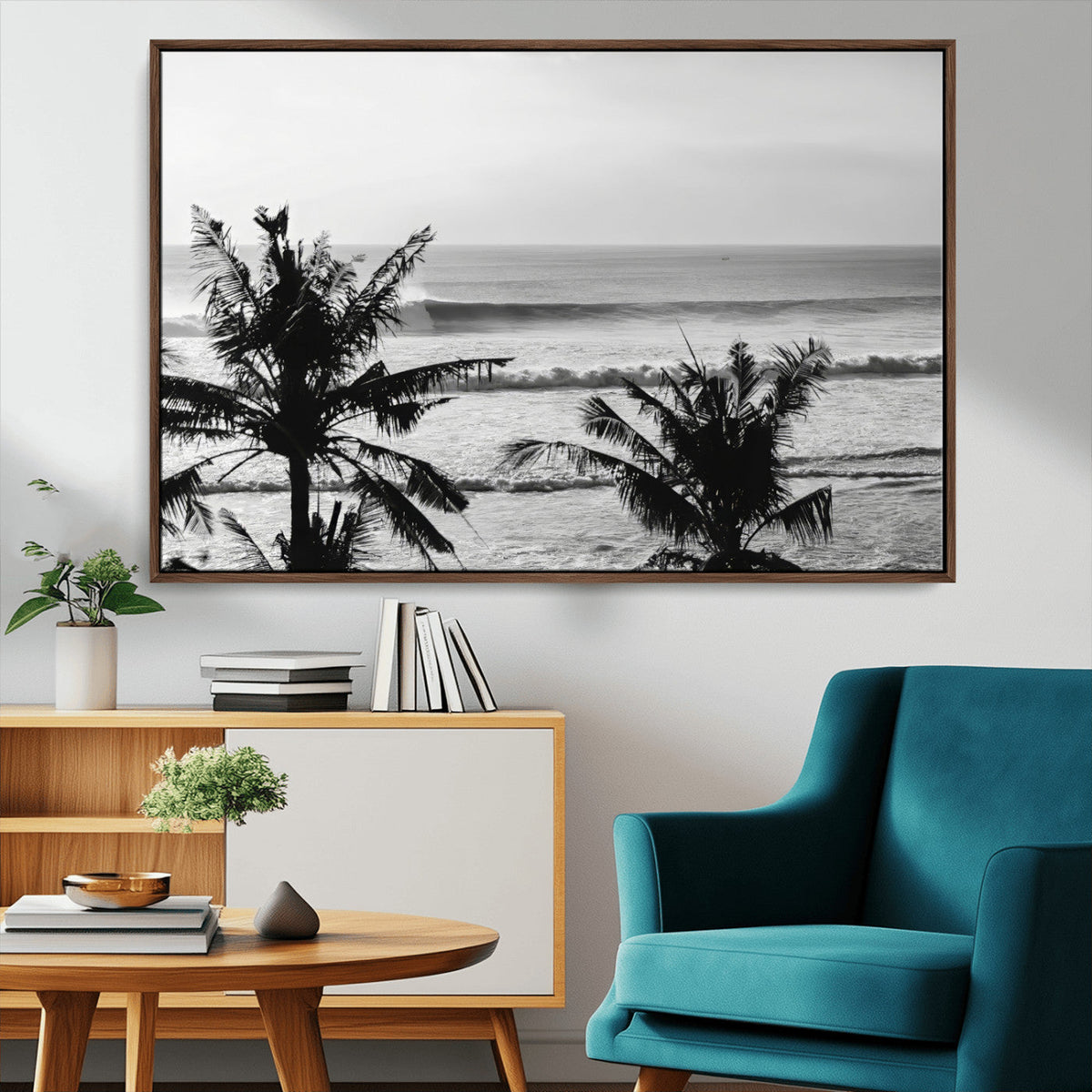 Tropical Coastline Wall Art Canvas Print – Framed Palm Trees